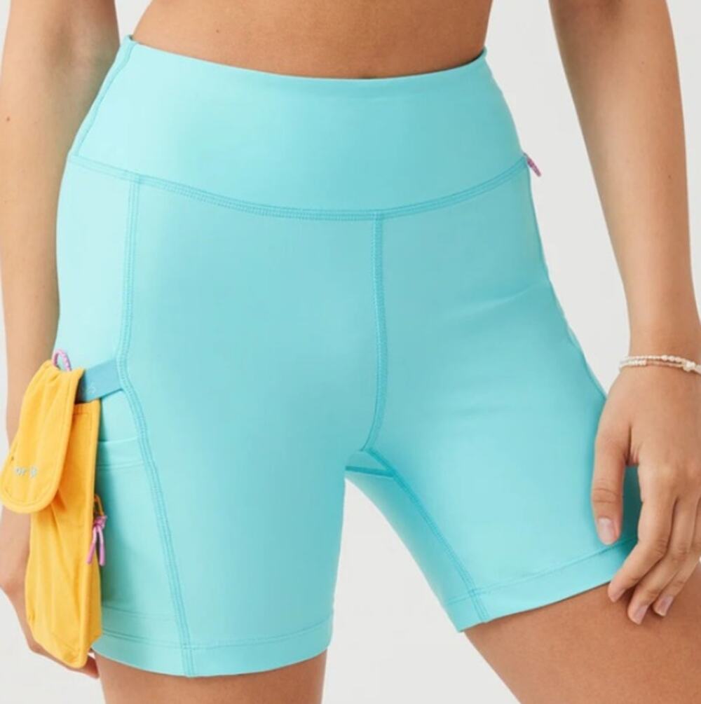 OUTDOOR VOICES Women's SplashKnit 5" Short XS Capri Blue Compression Pockets NWT